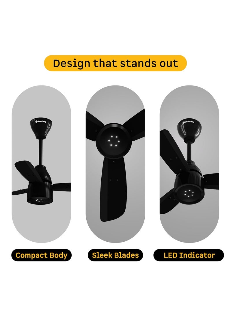 atomberg Renesa Enzel 600mm Newly Launched BLDC Ceiling Fan with Remote | BEE 5 star | High Air Delivery | LED Speed Indicator | Low Noise | Sleek Design | Power Saving | 3 Year Warranty | Gloss Black - Image 3