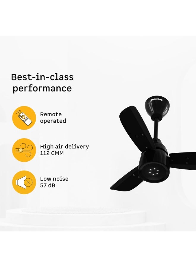 atomberg Renesa Enzel 600mm Newly Launched BLDC Ceiling Fan with Remote | BEE 5 star | High Air Delivery | LED Speed Indicator | Low Noise | Sleek Design | Power Saving | 3 Year Warranty | Gloss Black - Image 2