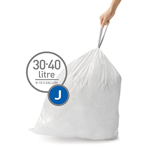 simplehuman Code J 100 Count, Dispenser Pack Custom Fit Liners, Drawstring Trash Bags, 30-45 Liter / 8-12 Gallon, White - Image 2