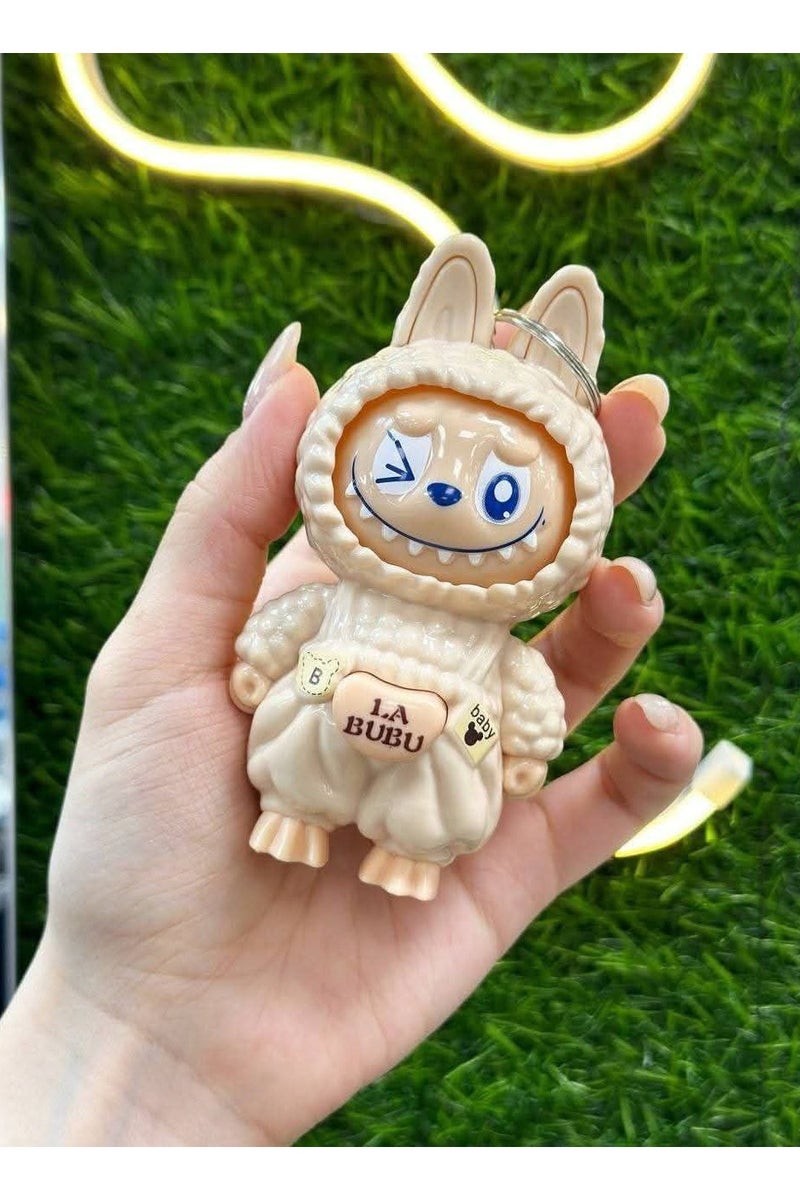 Monster "La Bobo" Posing Face Medallion Perfect for decorating keys or bags, lightweight and easy to carry A fun gift for fans of unique designs and interactive toys With head movements, it displays 3 different expressions, adding a fun touch to any space!