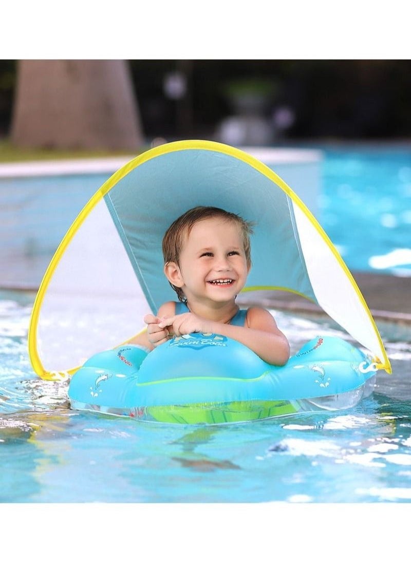 Swim Ring With Shade Awning Swimming Pool Float Toy For 3-48 months  - Image 2