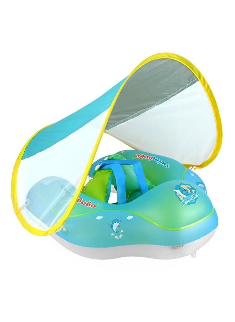 Swim Ring With Shade Awning Swimming Pool Float Toy For 3-48 months  - Image 1