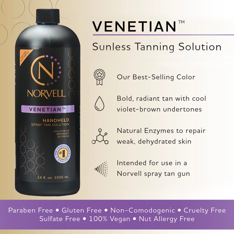 Norvell Premium Spray Tan Solution Venetian 1 Liter â€“ Professional Sunless Tanning Formula for Natural Bronze Glow, Streak-Free, Fast-Drying, Long-Lasting Color - Image 2