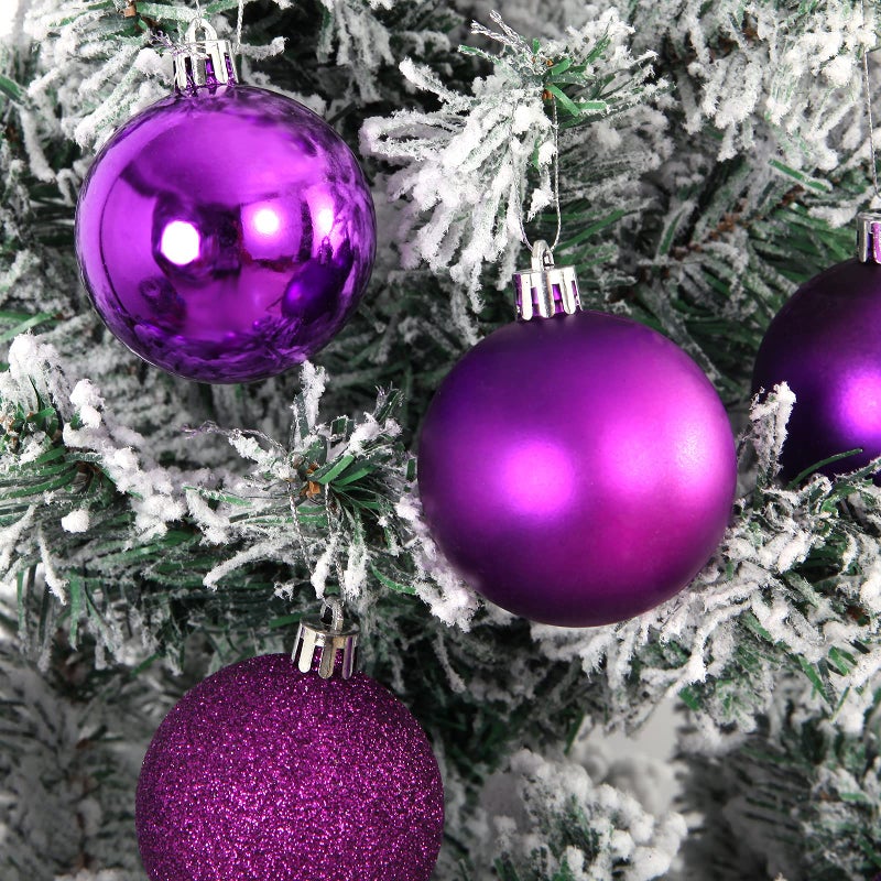 Emopeak 24Pcs Mini Christmas Balls Ornaments for Xmas Christmas Tree - 1.57 Inch Shatterproof Christmas Tree Decorations Hanging Ball for Holiday Wedding Party Decoration Purple - Image 2
