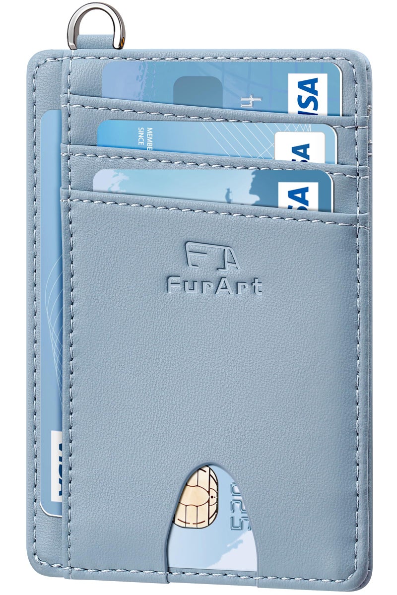 FurArt Slim Minimalist Wallet, Front Pocket Wallets, RFID Blocking, Credit Card Holder for Men-Gray Blue - Image 1