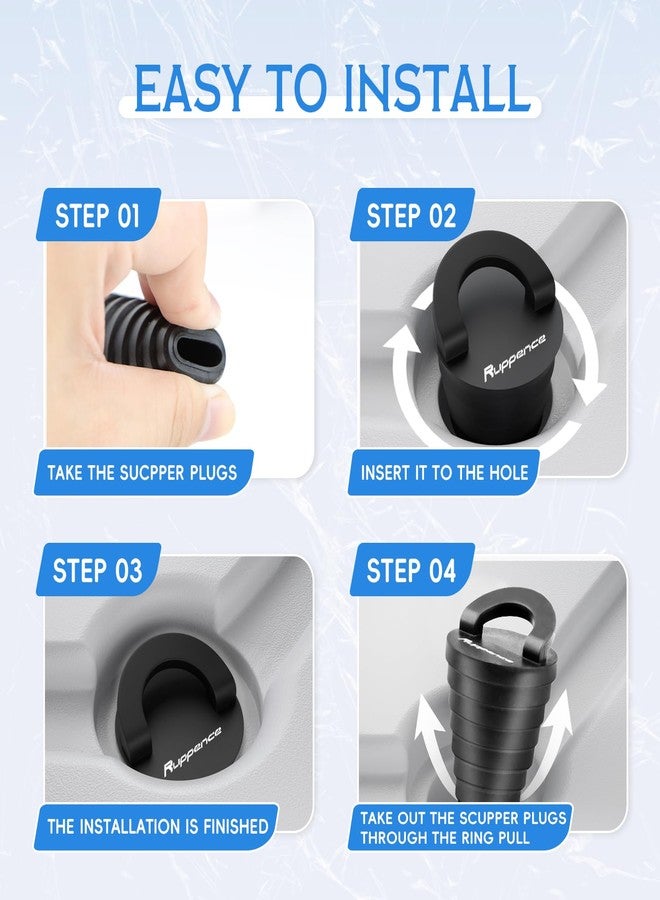 Ruppence 1.25" Kayak Scupper Plugs for Boats, Livewell Boat Drain Plug Kit, Kayak Plugs for Sit on Top with Ring Pull, Push-in Stopper for Drain Holes (6 Packs) - Image 3