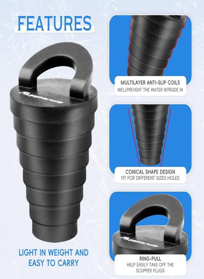 Ruppence 1.25" Kayak Scupper Plugs for Boats, Livewell Boat Drain Plug Kit, Kayak Plugs for Sit on Top with Ring Pull, Push-in Stopper for Drain Holes (6 Packs) - Image 4