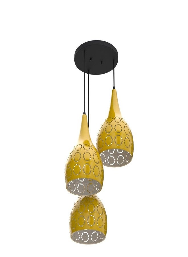 BrightLyt Hanging Light for Living Room, Hanging Lamp for Home Decoration, Chandelier Light for Home Decoration (3 Lights Round Cluster, Aluminum, Lemon) - Image 4
