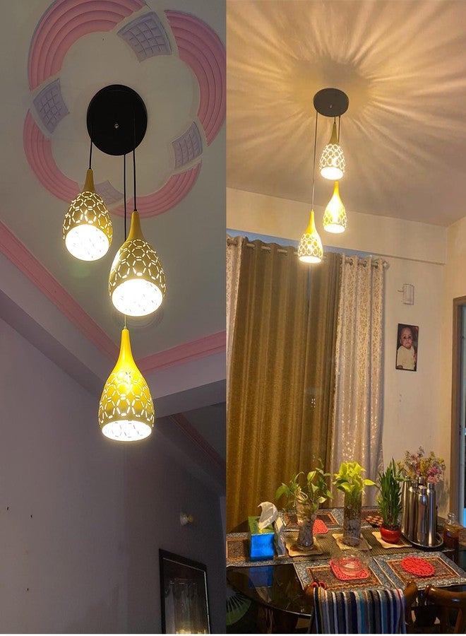 BrightLyt Hanging Light for Living Room, Hanging Lamp for Home Decoration, Chandelier Light for Home Decoration (3 Lights Round Cluster, Aluminum, Lemon) - Image 5
