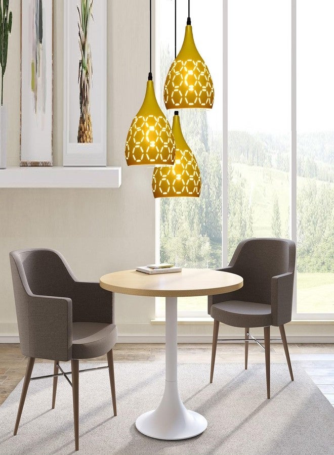 BrightLyt Hanging Light for Living Room, Hanging Lamp for Home Decoration, Chandelier Light for Home Decoration (3 Lights Round Cluster, Aluminum, Lemon) - Image 2