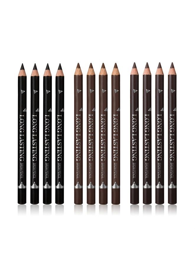Sumeitang 3 Colors Eyebrow Pencil Eyeliner Set, Waterproof Eye Brow Pencil, Easy to Color, Long Lasting Eye Liner Gel Pen, Women Professional Eye-Makeup Pencil Black,Brown,Dark Brown Kit-12 Pcs - Image 1