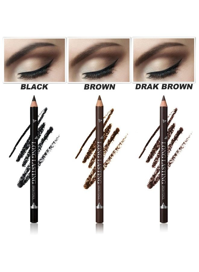 Sumeitang 3 Colors Eyebrow Pencil Eyeliner Set, Waterproof Eye Brow Pencil, Easy to Color, Long Lasting Eye Liner Gel Pen, Women Professional Eye-Makeup Pencil Black,Brown,Dark Brown Kit-12 Pcs - Image 3