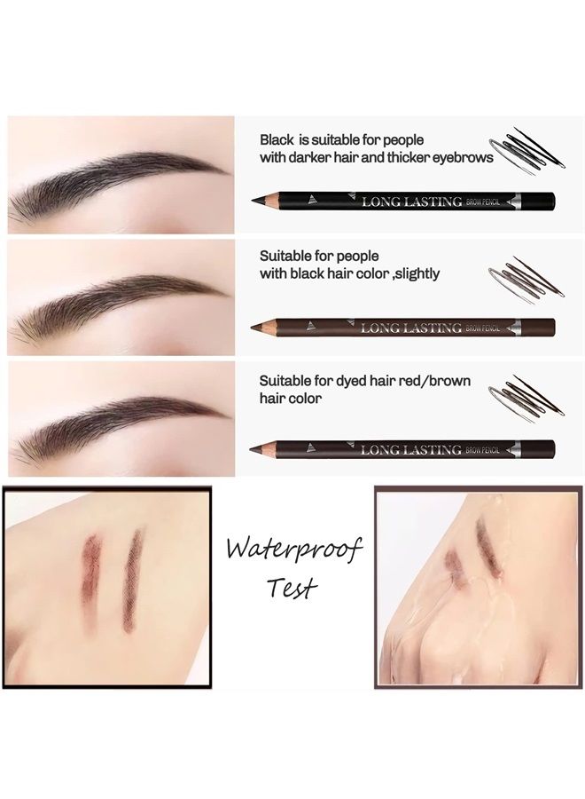 Sumeitang 3 Colors Eyebrow Pencil Eyeliner Set, Waterproof Eye Brow Pencil, Easy to Color, Long Lasting Eye Liner Gel Pen, Women Professional Eye-Makeup Pencil Black,Brown,Dark Brown Kit-12 Pcs - Image 4
