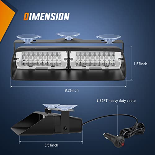 Nilight Blue Emergency Strobe Lights Windshield Hazard Warning Safety Flash with Suction Cups Super Bright LED Strobe Light for Police Enforcement Firefighters Vehicle Truck - Image 2