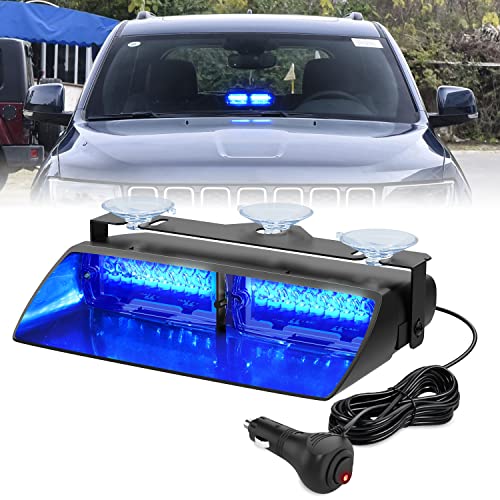 Nilight Blue Emergency Strobe Lights Windshield Hazard Warning Safety Flash with Suction Cups Super Bright LED Strobe Light for Police Enforcement Firefighters Vehicle Truck - Image 1