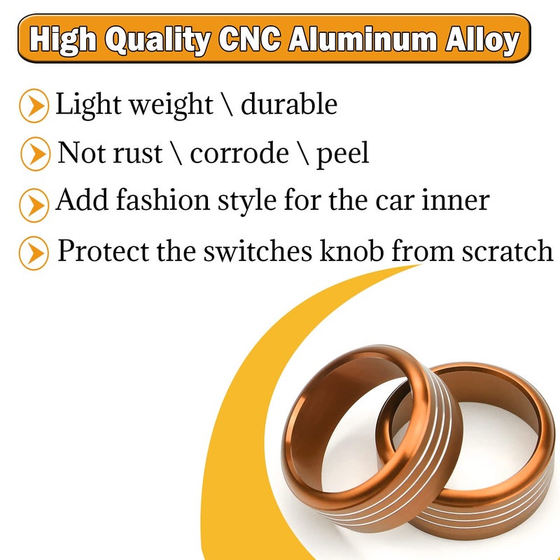 Bentolin For Subaru AC Knob Cover Accessory Center Console Switch Volume Temp Control Button Ring Trim Compatible with Forester 2014-2018, Crosstrek XV 2013-2017,Impreza 2014-2016,WRX/STi 2015-2020 Orange 3PCS - Image 3