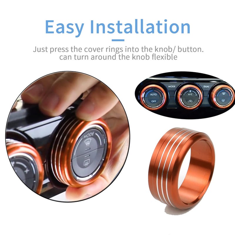 Bentolin For Subaru AC Knob Cover Accessory Center Console Switch Volume Temp Control Button Ring Trim Compatible with Forester 2014-2018, Crosstrek XV 2013-2017,Impreza 2014-2016,WRX/STi 2015-2020 Orange 3PCS - Image 5