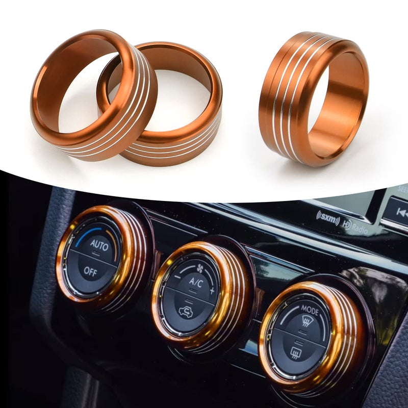 Bentolin For Subaru AC Knob Cover Accessory Center Console Switch Volume Temp Control Button Ring Trim Compatible with Forester 2014-2018, Crosstrek XV 2013-2017,Impreza 2014-2016,WRX/STi 2015-2020 Orange 3PCS - Image 1