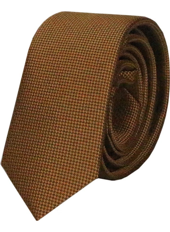 Varetta Slim Fit Eyelet Pattern Saffron Color Tie - Image 1