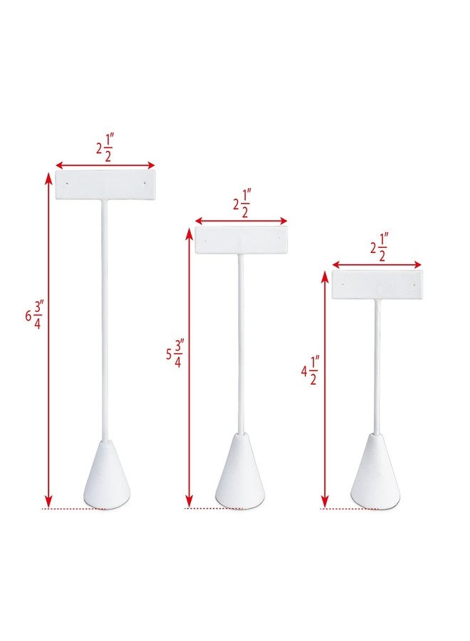 Ikee Design 6Pcs Set Earring T Stand Display Set with 3 Different Heights, T Shape Jewelry Earring Showroom and Tradeshow Showcase Displays, White Leatherette, 4 1/2 H in; 5 3/4 H in; 6 3/4 H in - Image 2