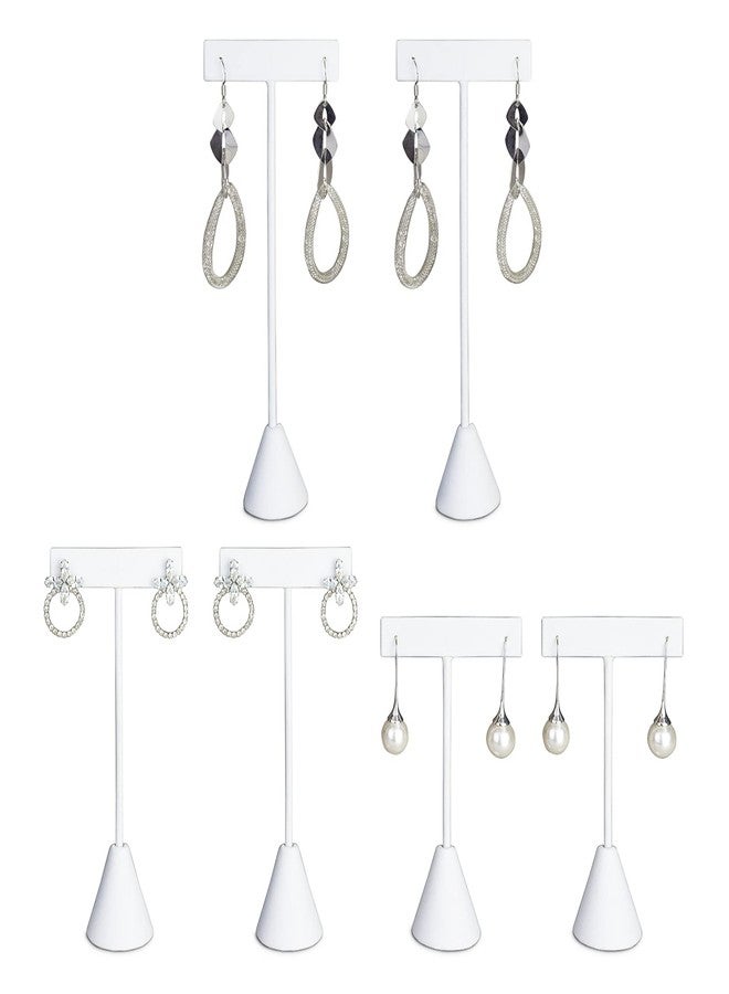 Ikee Design 6Pcs Set Earring T Stand Display Set with 3 Different Heights, T Shape Jewelry Earring Showroom and Tradeshow Showcase Displays, White Leatherette, 4 1/2 H in; 5 3/4 H in; 6 3/4 H in - Image 1