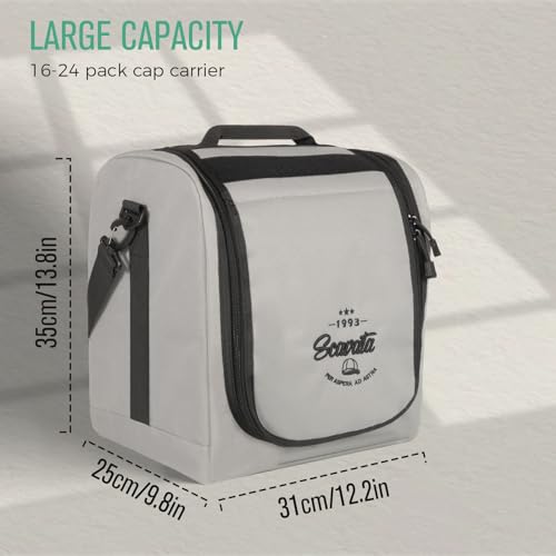 SCAVATA Large Hat Bag for Baseball Caps, Hat Organizer Bag for Traveling & Moving, Storing Snapback Cap, Portable Hat Carrier Holder Case for 12-16 Caps (Grey) - Image 2
