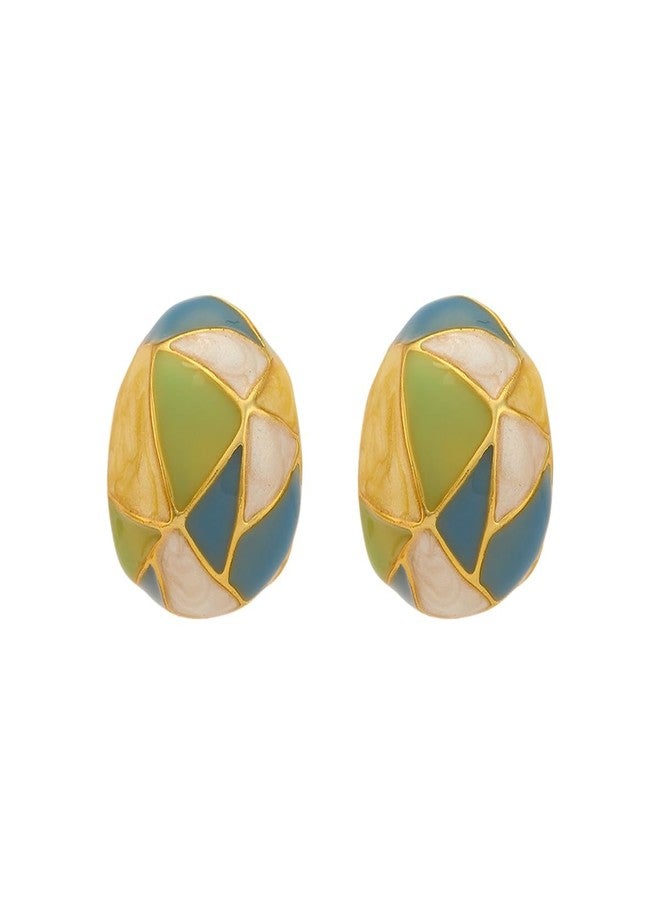 KUSHAL'S Fashion Jewellery Mint Gold Polished Copper Trendy Earrings, Best for Casual Wear & Special Occasion - 455887 - Image 1