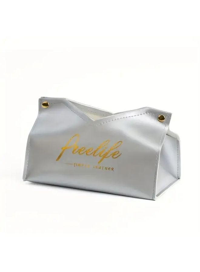 Gray Minimalist Faux Leather Tissue Box For Home Living Room Hotel And Car - Image 1