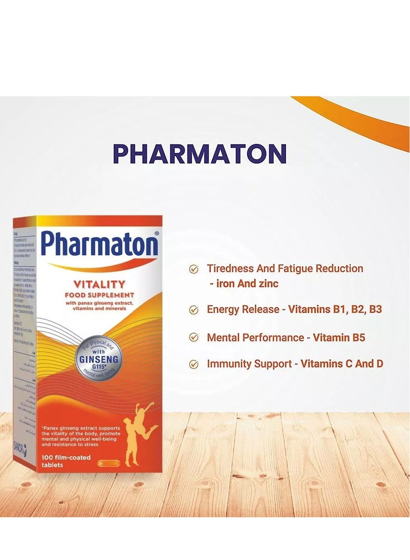 Pharmaton Vitality Multivitamins & Minerals Supplement Tablets-100'S - Image 2