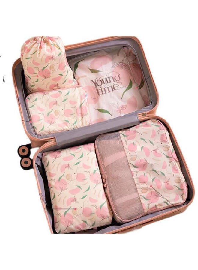 Sometimes Time Travel Storage Bag Luggage Organizer Bag For Business Trips, Travel, Clothes, Underwear Sorting Pack Peach Pink 6-Piece Set - Image 2