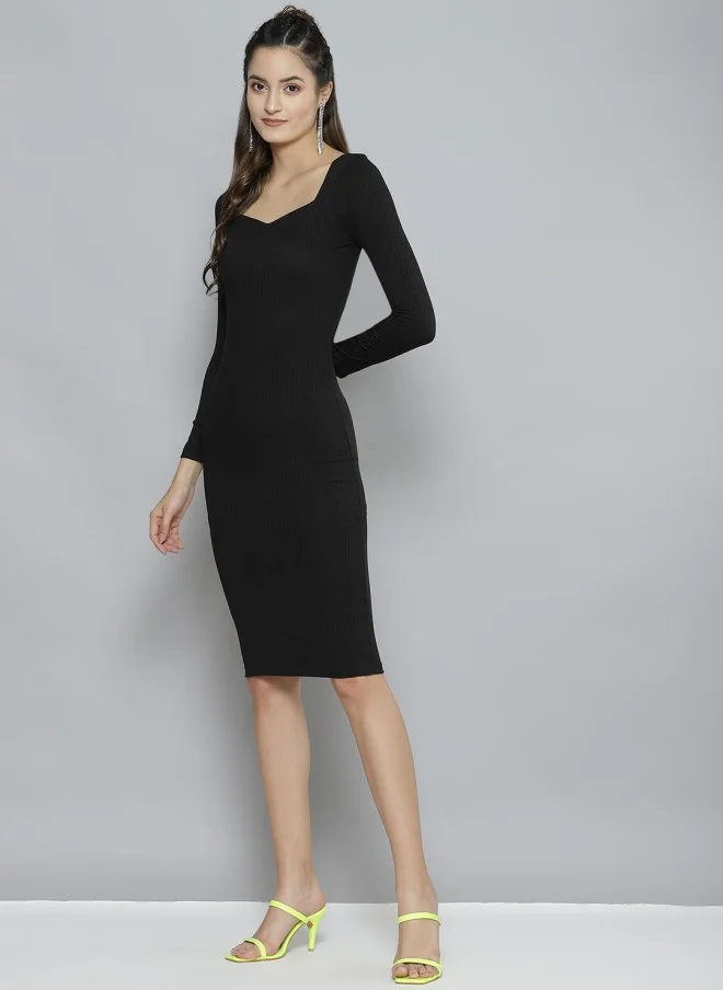 SASSAFRAS Black Bodycon Dress for Women
