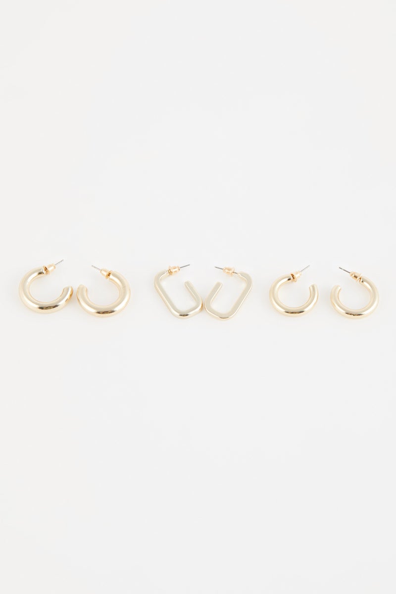 DeFacto Woman 3 Piece Gold Hoop Earrings  - Image 1