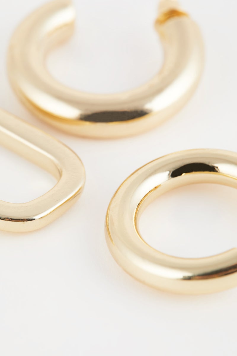 DeFacto Woman 3 Piece Gold Hoop Earrings  - Image 3