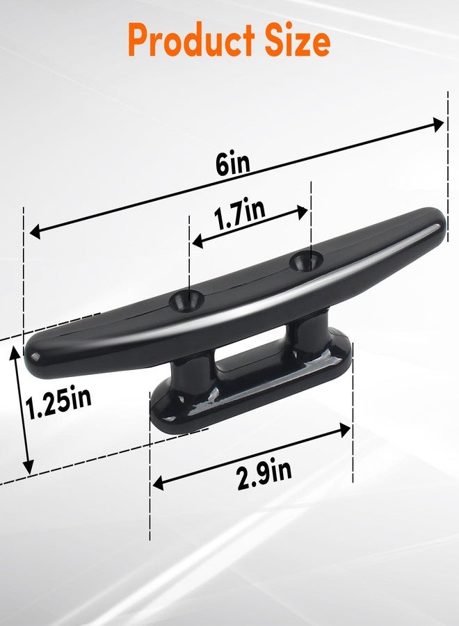 VEITHI Black Nylon Boat Cleat 6 inch, Dock Cleat with Hardware 4 Pack,Boat Dock Cleats Kayak Cleat Rope Cleat Used for Docking Boats,Small Vessels,Canoe,Mooring,Maritime Decor,Dock Tie Down Cleats - Image 2