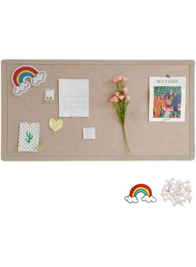 Foldable Large Felt Bulletin Board, Folding Cork Board Alternative, Decorative Picture Framed Display Board with 20 Rose Pins, Camel - Image 1