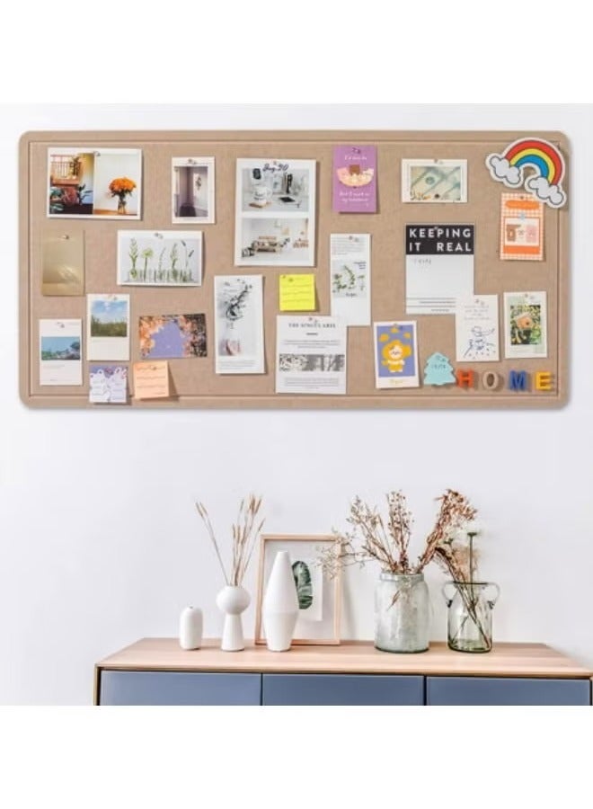 Foldable Large Felt Bulletin Board, Folding Cork Board Alternative, Decorative Picture Framed Display Board with 20 Rose Pins, Camel - Image 4