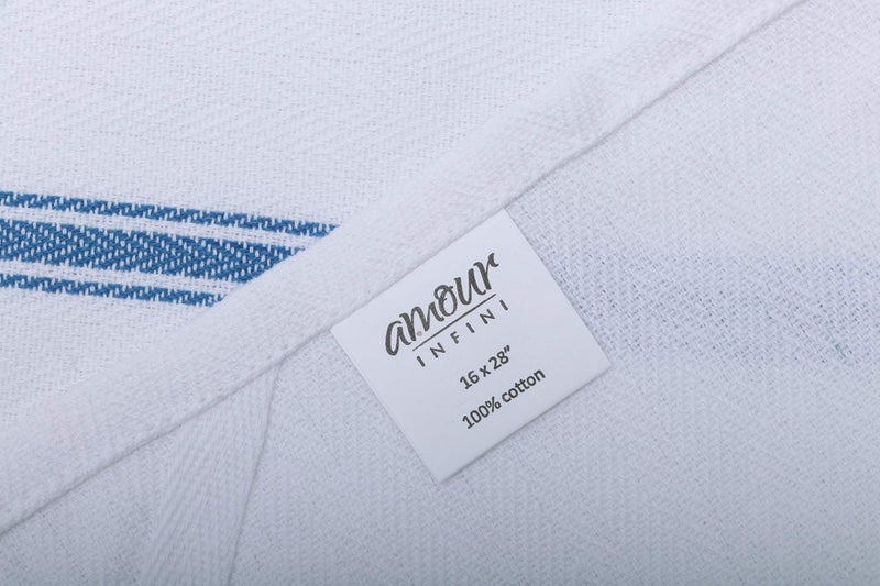 AMOUR INFINI AMOUR INFINI Herringbone Weave Kitchen Towels | Set of 12 | 28 x 16 Inches | 100% Ring Spun Cotton Dish Towels | Ultra Soft and Absorbent | Perfect for Commercial Use and Bar Towels | Blue  - Image 3
