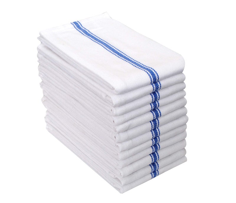 AMOUR INFINI AMOUR INFINI Herringbone Weave Kitchen Towels | Set of 12 | 28 x 16 Inches | 100% Ring Spun Cotton Dish Towels | Ultra Soft and Absorbent | Perfect for Commercial Use and Bar Towels | Blue  - Image 2