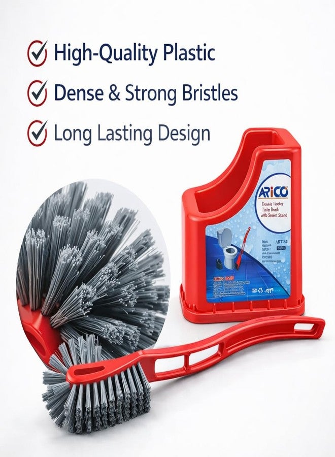 ARICO Double Hockey Shape Toilet Cleaner Brush with Holder Stand, Toilet Cleaning Brush for Western and Indian Toilet, Bathroom Brush for Toilet Cleaning - Color Sent Based on Stock Availability - Image 4