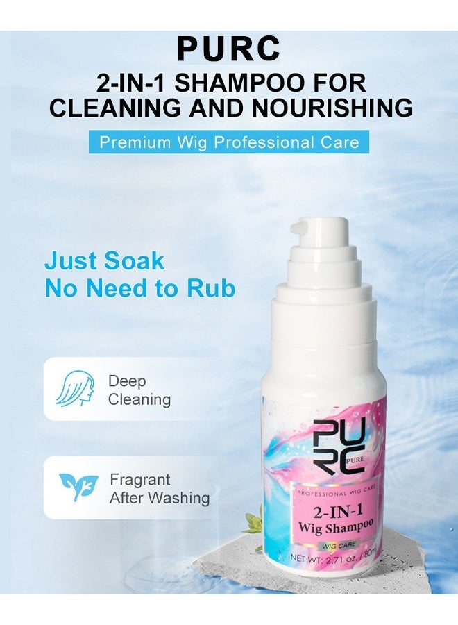 PURC 2-IN-1 Wig Shampoo, Wig Leave-In Conditioner u0026 Detangling Spray For Synthetic Hair, Moisturizing Hydrating Hair Spray, Wig Care Melting Spray, Anti-Frizz Wig Detangler And Conditioning Mist For Easy Styling, 80ML - Image 4