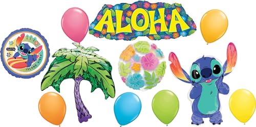 Anagram Stitch Hawaiian Theme Birthday Party Balloon Decorations 11pc BQ_4162 - Image 1