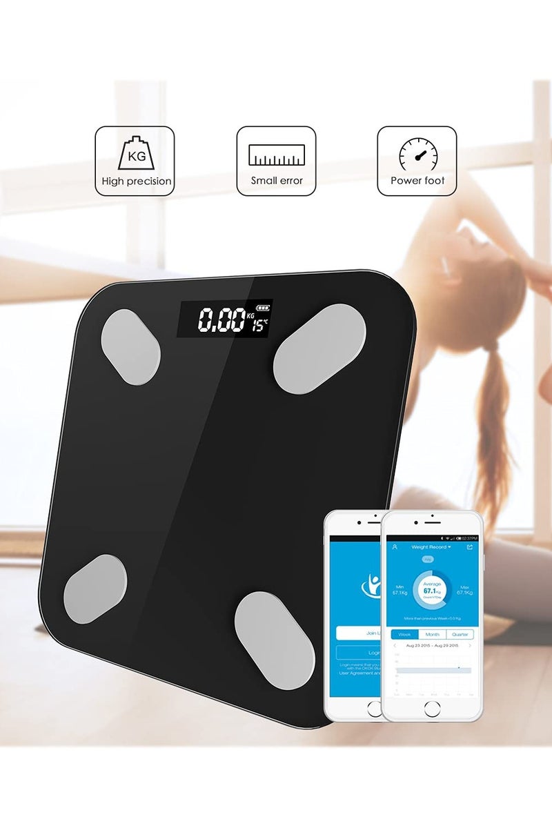KUYING Black Digital Body Fat Scale | Ultra-Slim Tempered Glass Design with Large Color LCD Backlit Display – Step-On Instant Measurement, Stylish & Compact - Image 3