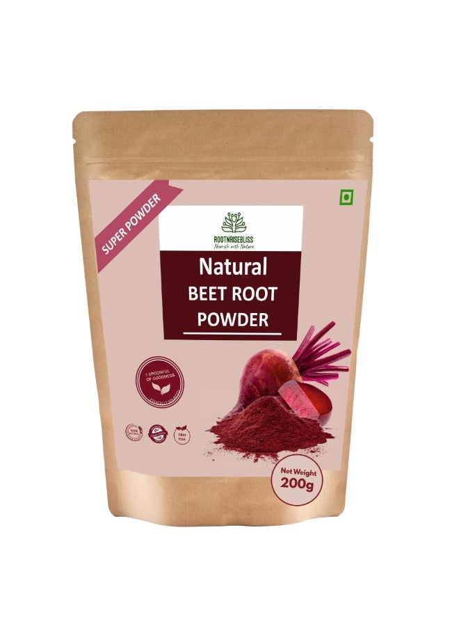 ROOTNRISEBLISS Natural Beetroot Powder 200g – 100% Pure, Antioxidant-Rich Superfood, Plant-Based Supplement for Energy, Heart Health & Blood Pressure Support, Rich in Antioxidants for Skin Glow, Detox, Liver & Performance - Image 1