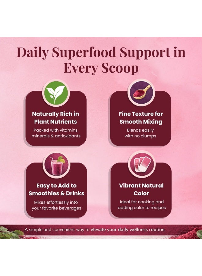 ROOTNRISEBLISS Natural Beetroot Powder 200g – 100% Pure, Antioxidant-Rich Superfood, Plant-Based Supplement for Energy, Heart Health & Blood Pressure Support, Rich in Antioxidants for Skin Glow, Detox, Liver & Performance - Image 3