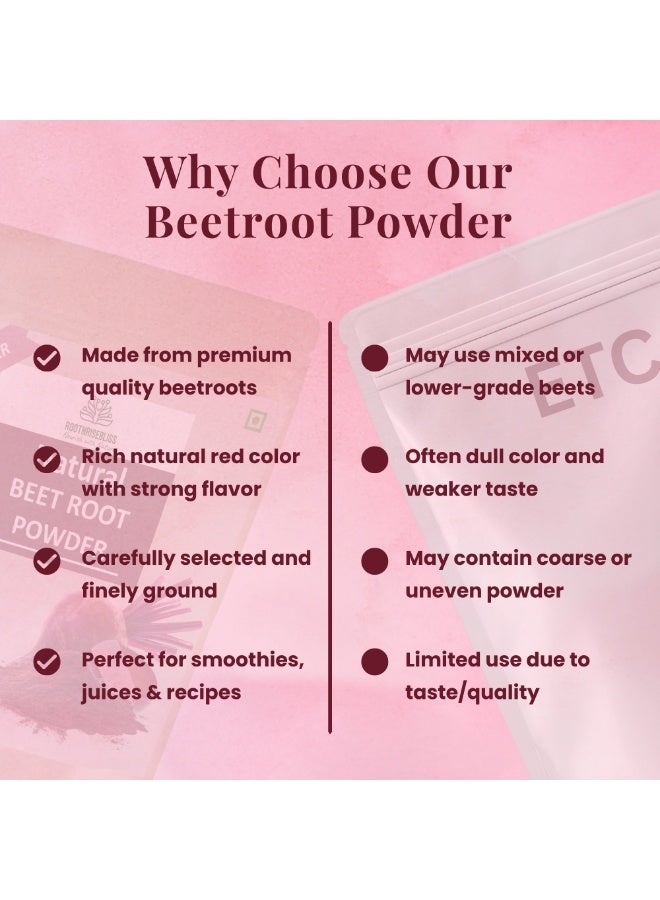 ROOTNRISEBLISS Natural Beetroot Powder 200g – 100% Pure, Antioxidant-Rich Superfood, Plant-Based Supplement for Energy, Heart Health & Blood Pressure Support, Rich in Antioxidants for Skin Glow, Detox, Liver & Performance - Image 5