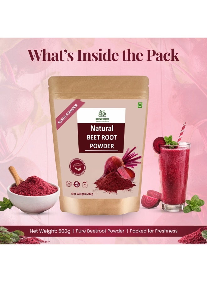 ROOTNRISEBLISS Natural Beetroot Powder 200g – 100% Pure, Antioxidant-Rich Superfood, Plant-Based Supplement for Energy, Heart Health & Blood Pressure Support, Rich in Antioxidants for Skin Glow, Detox, Liver & Performance - Image 2