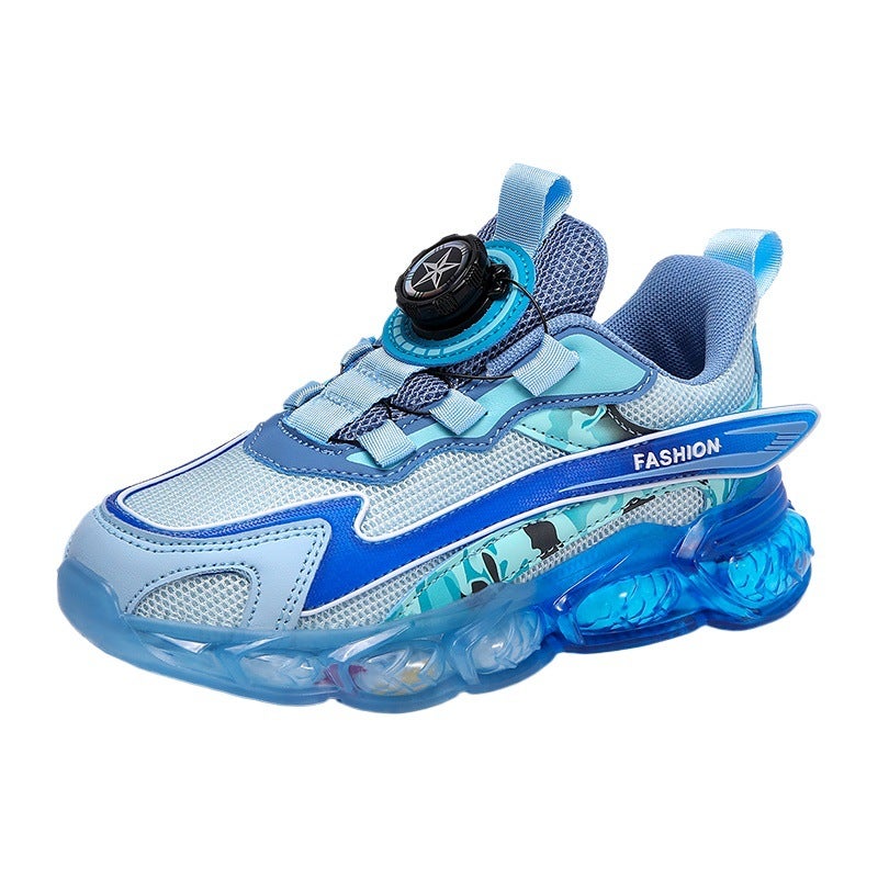 Boys' Shoes 2024 Spring New Breathable Mesh Children'S Rotating Button Middle And Big Children'S Sneaker - Image 5