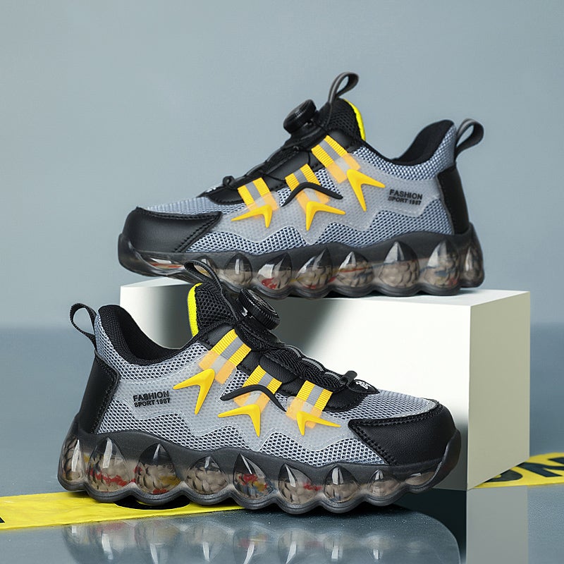 Boys' Shoes 2024 Spring New Breathable Mesh Children'S Rotating Button Middle And Big Children'S Sneaker - Image 1
