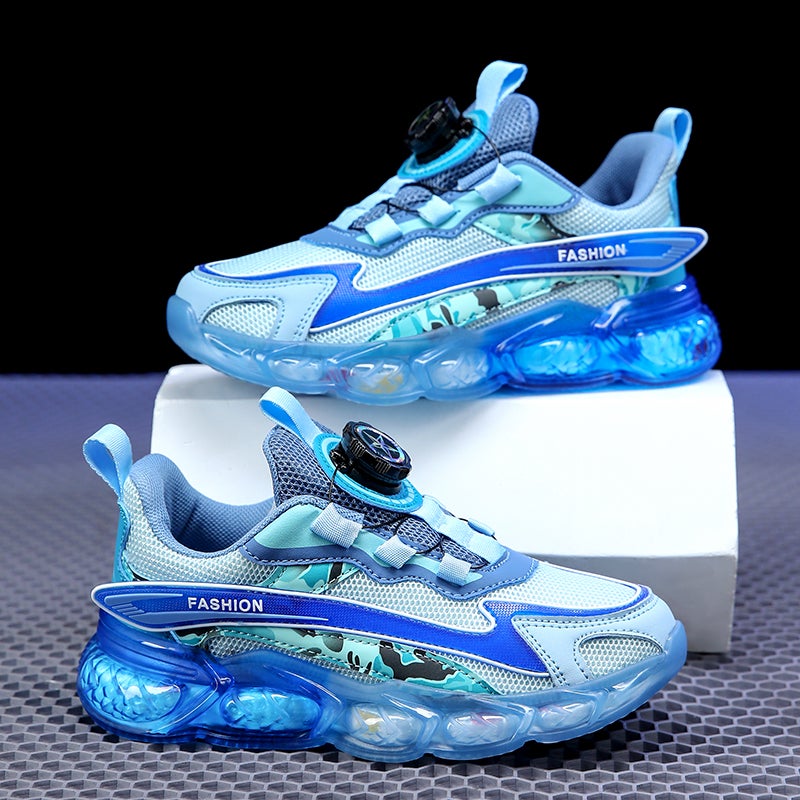 Boys' Shoes 2024 Spring New Breathable Mesh Children'S Rotating Button Middle And Big Children'S Sneaker - Image 2