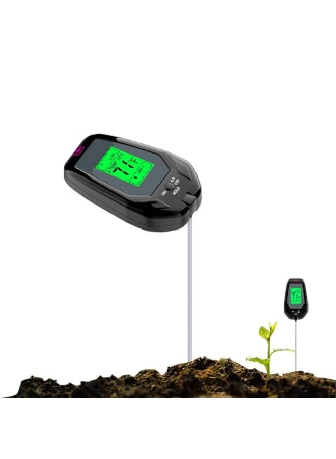 Generic Soil Test Meter, 5-in-1 Kit Soil Moisture Meter/Soil PH Meter/Soil Temperature/Environment Humidity/Sunlight Intensity LCD Display for Garden Lawn Plant  - Image 1